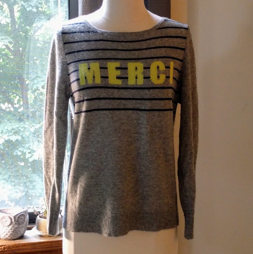 Halogen merci striped cashmere sweater petite M